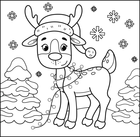 Christmas Reindeer Coloring Page